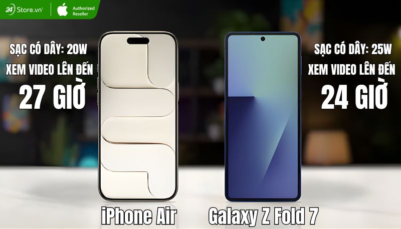 so sánh pin và sạc iPhone Air và Galaxy Z Flod7