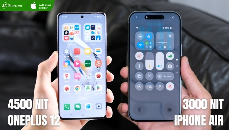 so sánh màn hình iphone air và oneplus 12