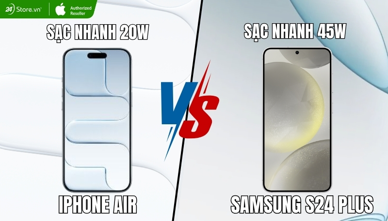 so sánh pin và sạc iphone air và samsung s24 plus