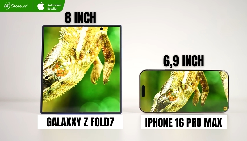 So sánh màn hình Galaxy Z Fold7 và iPhone Pro Max