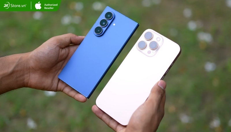 So sánh thiết kế Galaxy Z Fold7 và iPhone 16 Pro Max