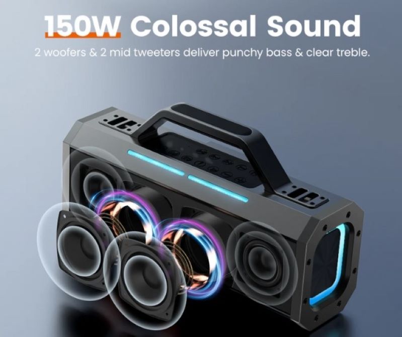 Loa SOUNARC K1 Karaoke Party Speaker kháng nước IPX6 Công suất 150W mạnh mẽ