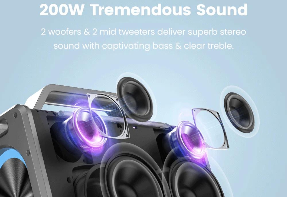 Loa SOUNARC K2 Karaoke Party Speaker kháng nước IPX6 Công suất 200W cực khủng