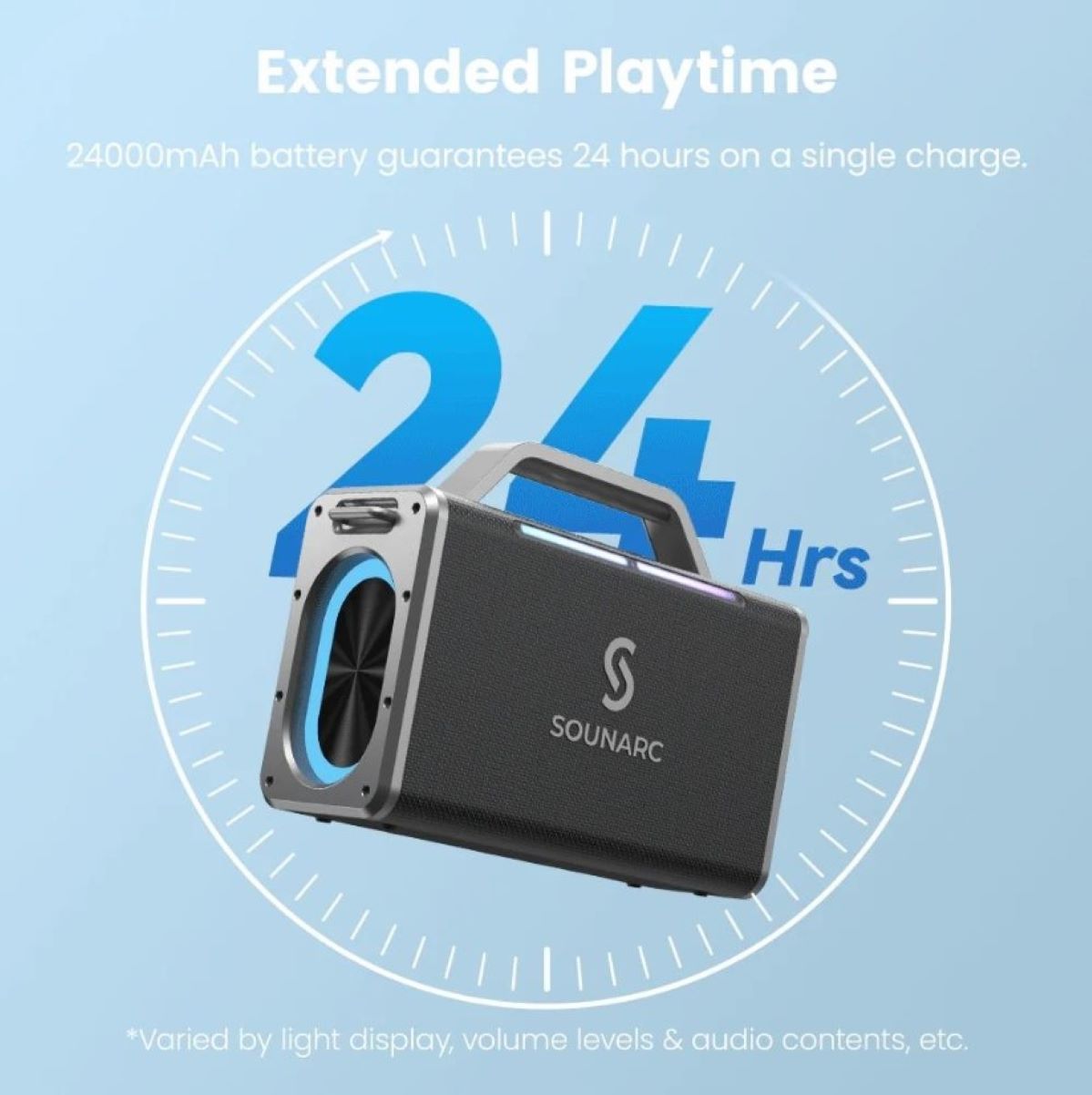 Loa SOUNARC K2 Karaoke Party Speaker kháng nước IPX6 Thời gian sử dụng bền bỉ