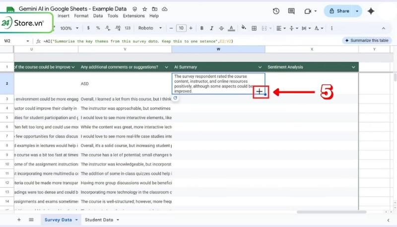 chi tiết cách dùng hàm ai trong google sheet