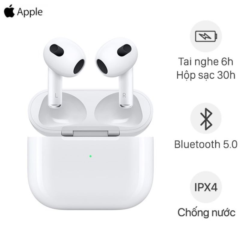 Tai nghe Bluetooth Apple AirPods 3 sạc có dây Khả năng chống nước chuẩn IPX4 chẳng ngại mồ hôi