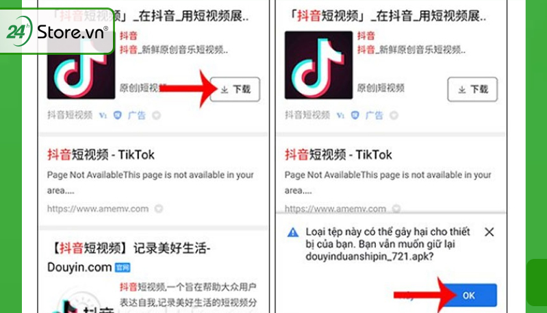 Cách 2: Tải Tik Tok Trung Quốc APK trên Baidu