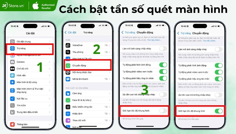 Cách bật tần số quét màn hình iPhone 13 Pro Max