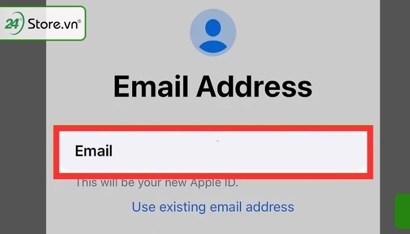 Nhập địa chỉ Email bạn muốn tạo Apple ID