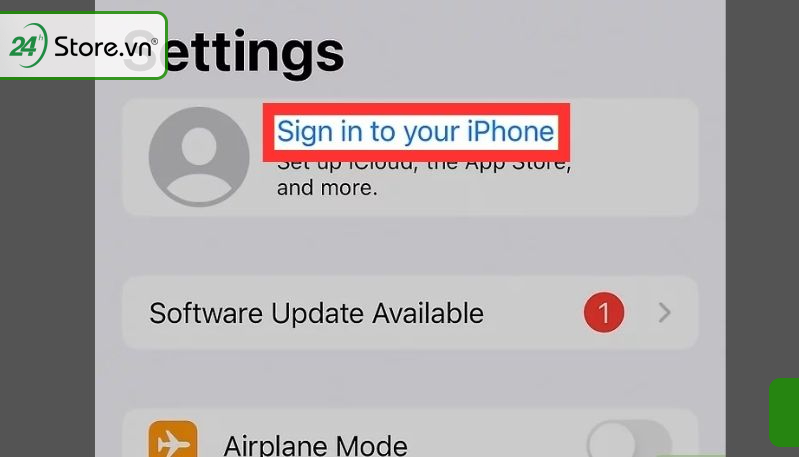 Chọn đăng nhập vào tài khoản iPhone, iPad của bạn