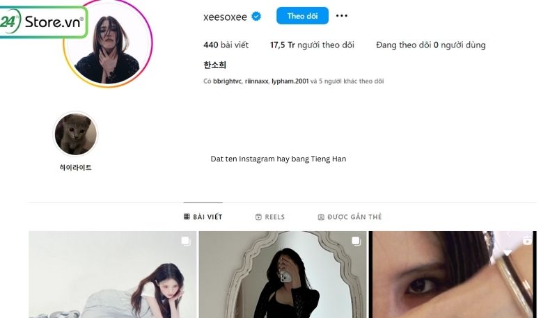Dat ten Instagram hay bang Tieng Han