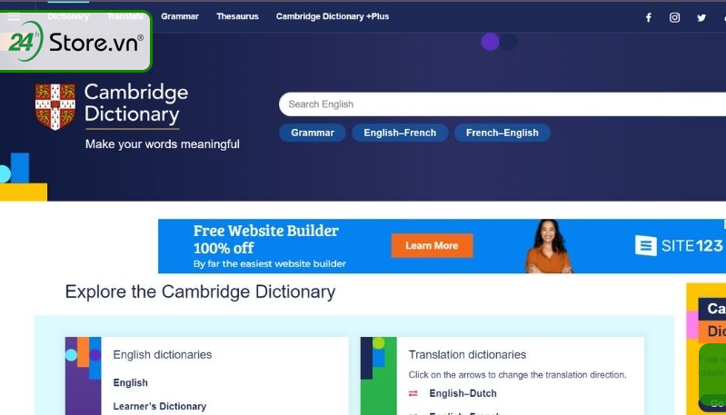 Trang web dịch tiếng anh Cambridge Dictionary