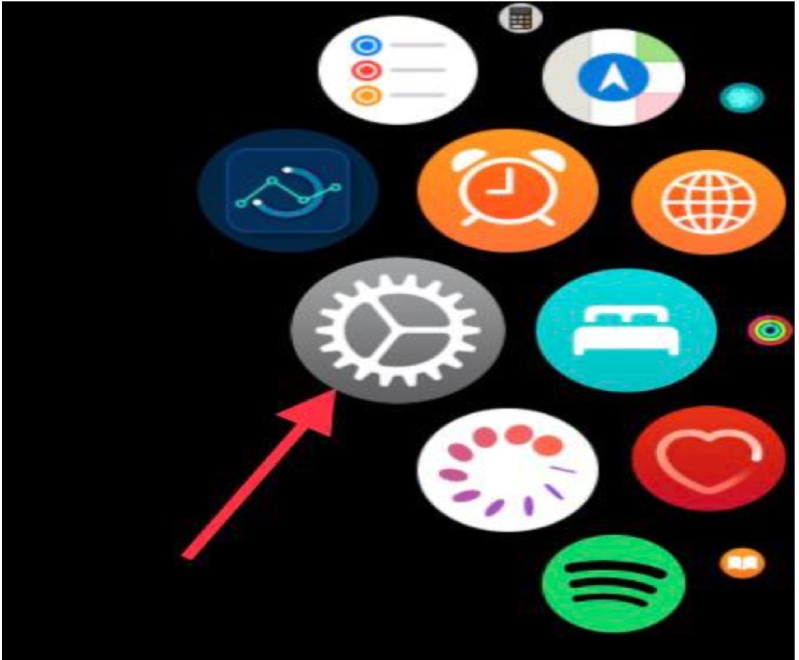 mở cài đặt trên màn hình apple watch