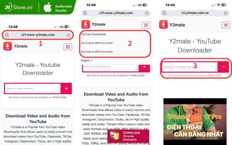 tải video youtube bằng y2mate.com trên điện thoại
